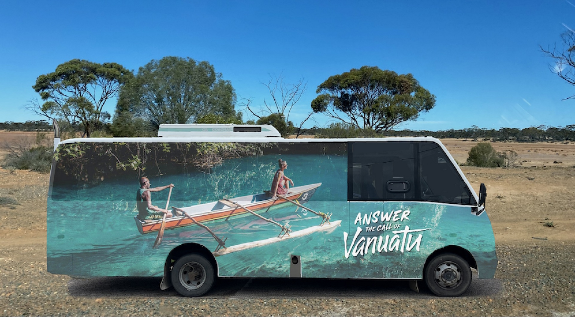 Lukim Yu Kava bus crossing the Nullarbor